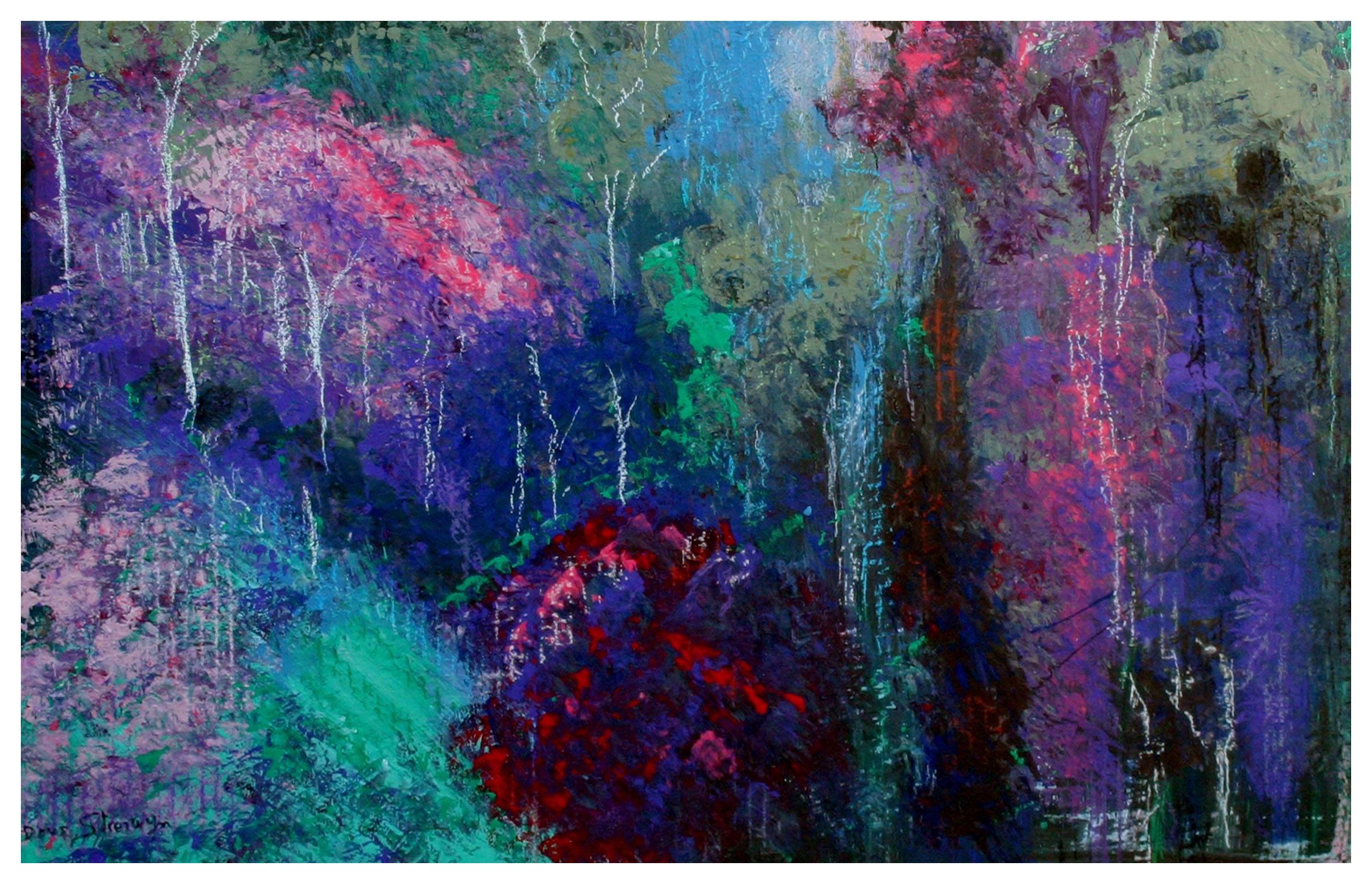 Colorful Trees Abstract  - Painting by Doris Sherwyn