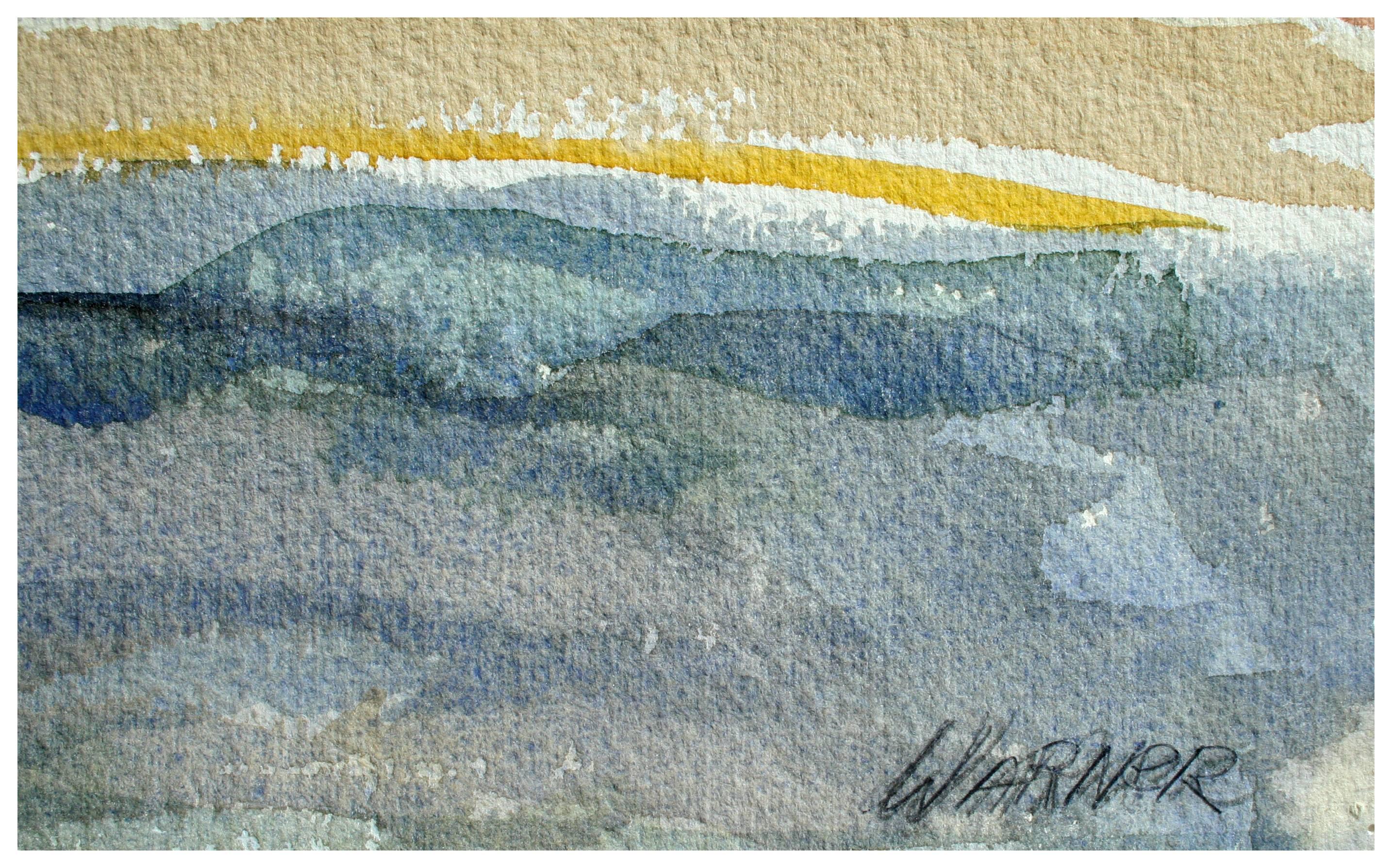 Kalifornienische Meereslandschaft, botanische Studie – doppelseitiges Aquarell  (Amerikanischer Impressionismus), Art, von Doris Warner