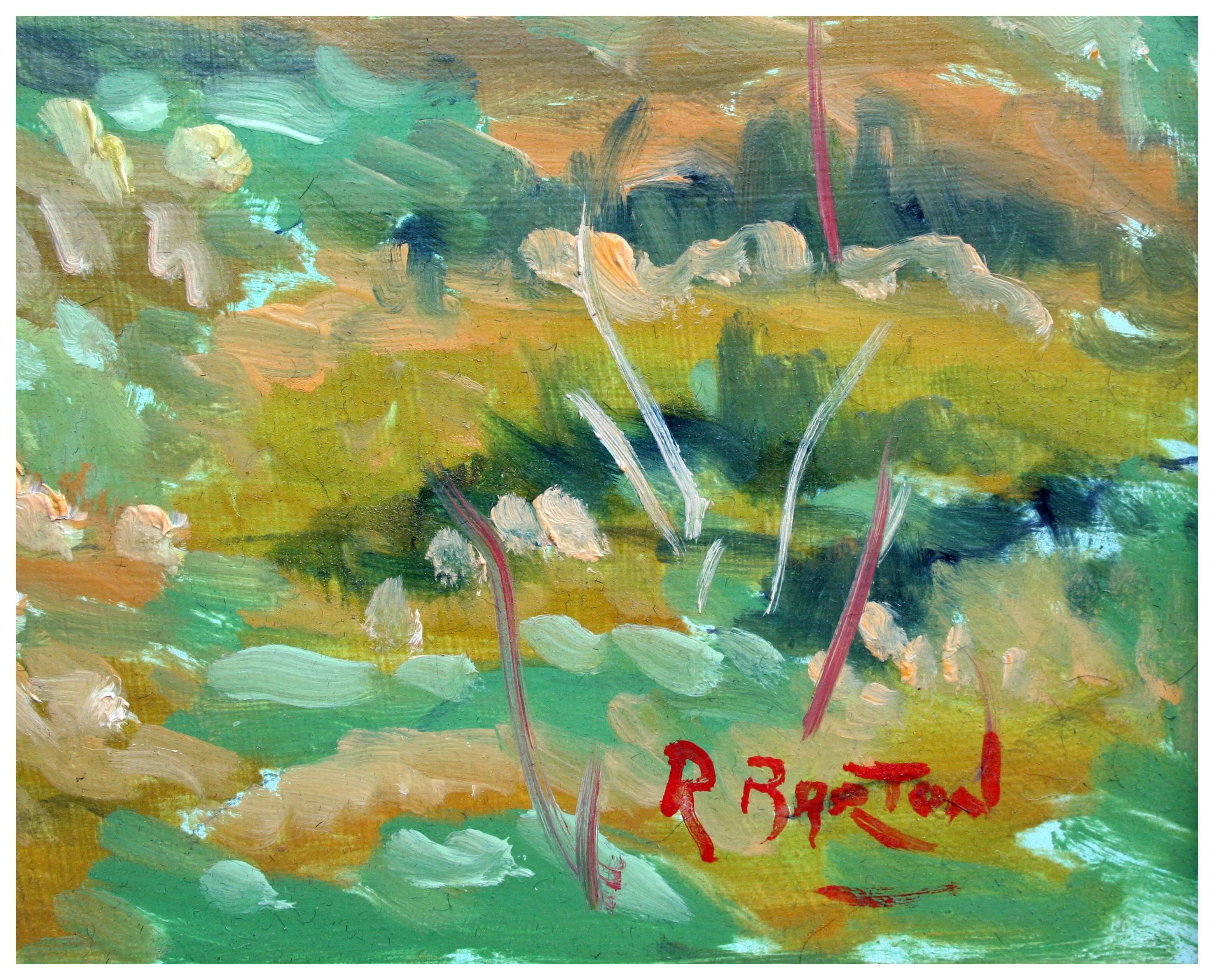 Bois de roseau du Pacifique, paysage moderne du milieu du siècle dernier de Carmel en Californie - Noir Landscape Painting par Ray Barton