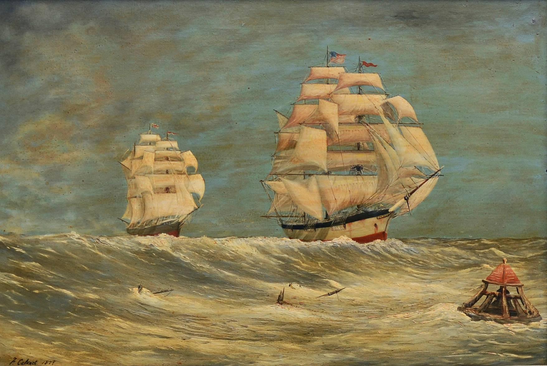 1870s Schooners Under Sail After Frederick Calvert - Painting by Unknown