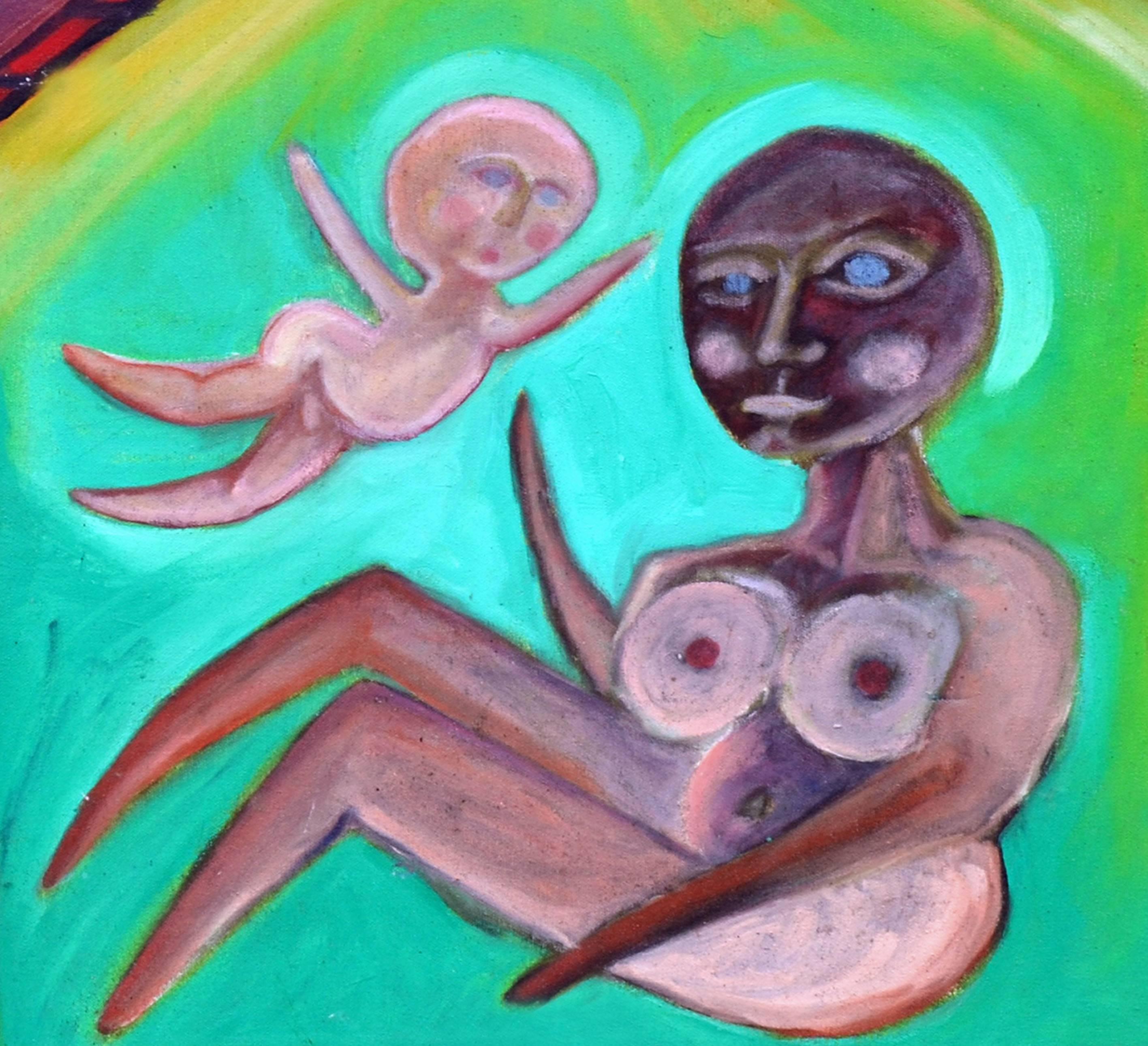 mother and child painting abstract