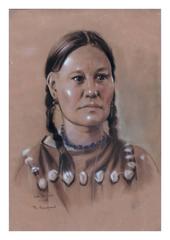 "Ear of Corn, Sioux",  Mid Century Native American Portrait