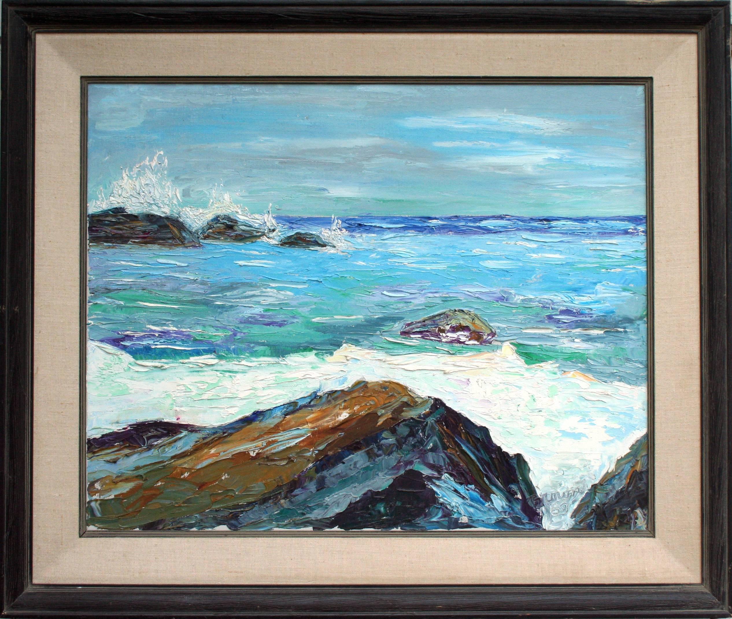 T. Brown Landscape Painting - Carmel by the Sea "Near Point"  1969 Seascape