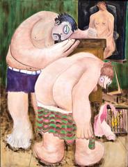 "La Cage Aux Fowls" - Surreal Figurative Abstract