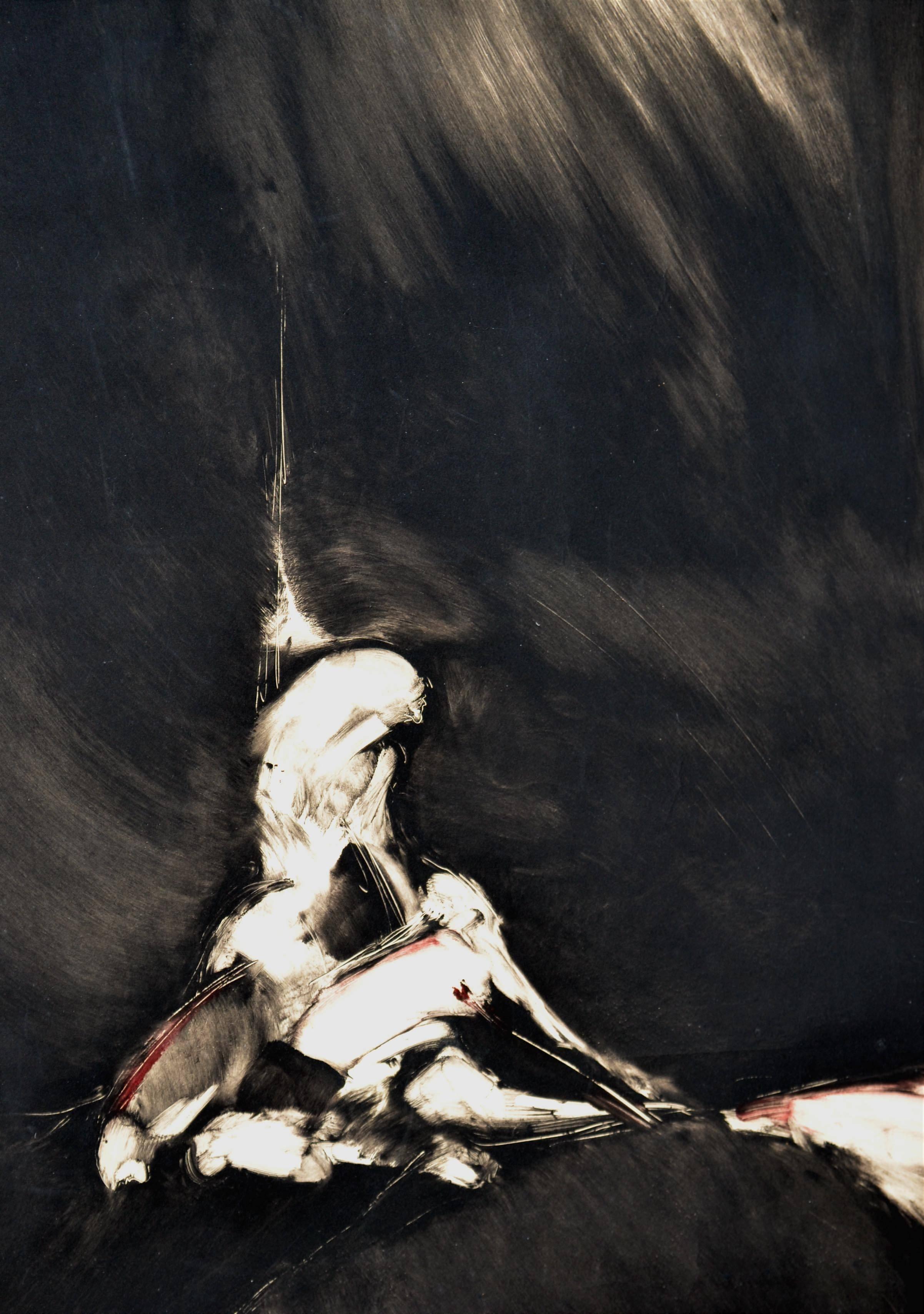 Grabado figurativo abstracto vintage -- 