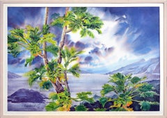 "Ulupalakua Evening", Large-Scale Maui Hawaiian Tropical Landscape Watercolor