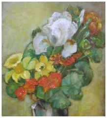 Mid Century Iris and Daffodils Still Life