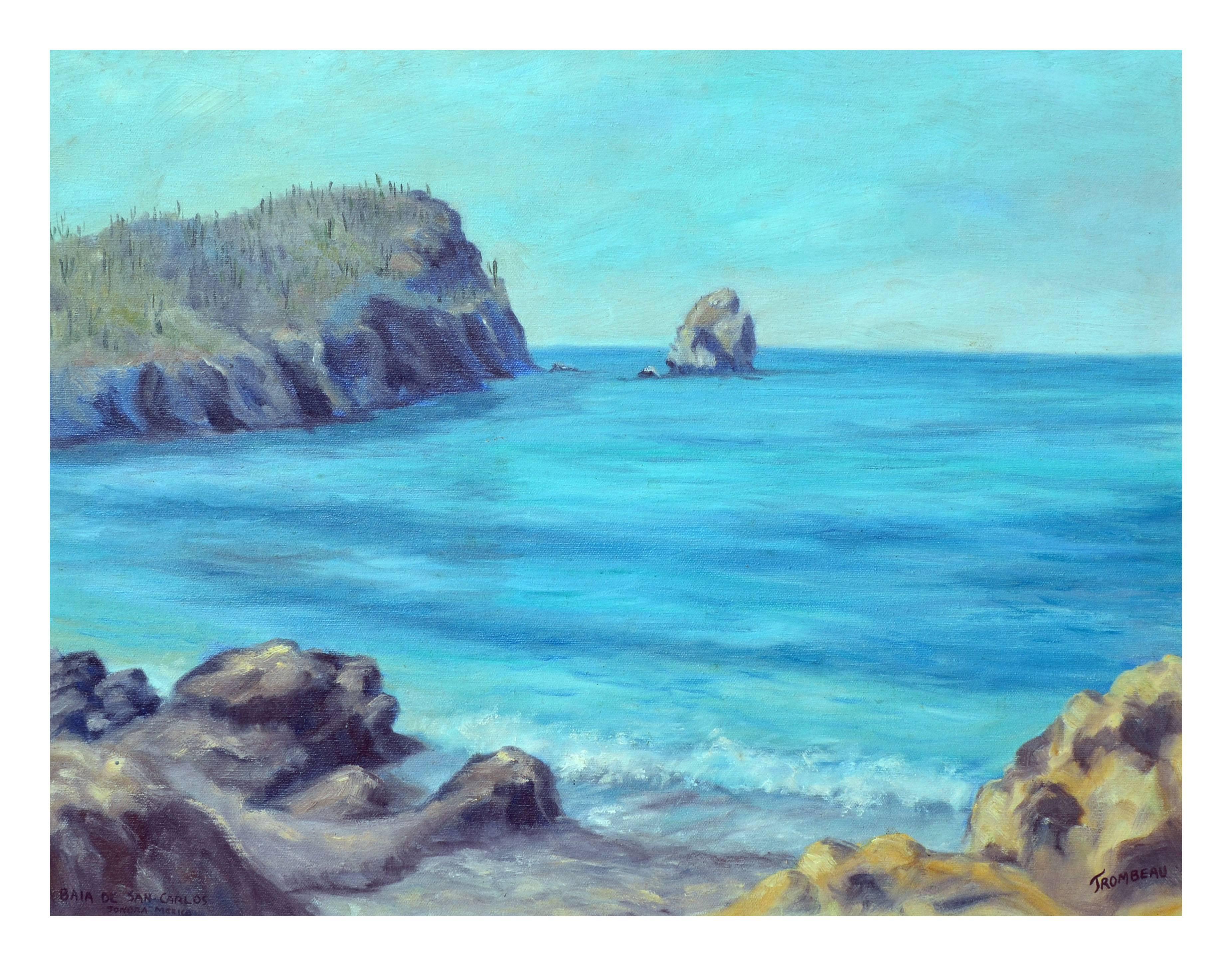 Paisaje Baja de San Carlos de mediados de siglo - Painting de Theron Trombeau