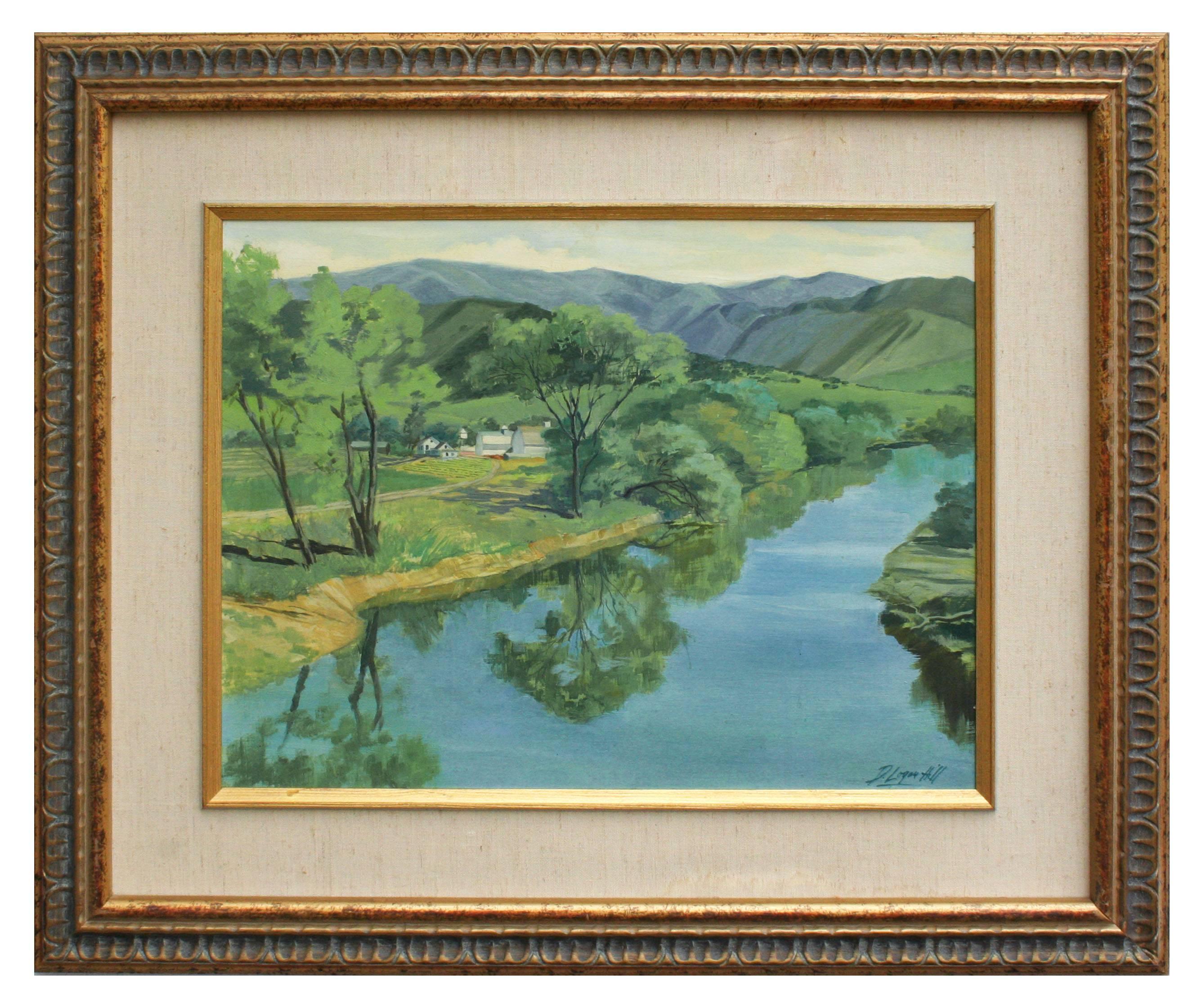 Dale Logan Hill Landscape Painting - Mid Century Carmel River Landscape