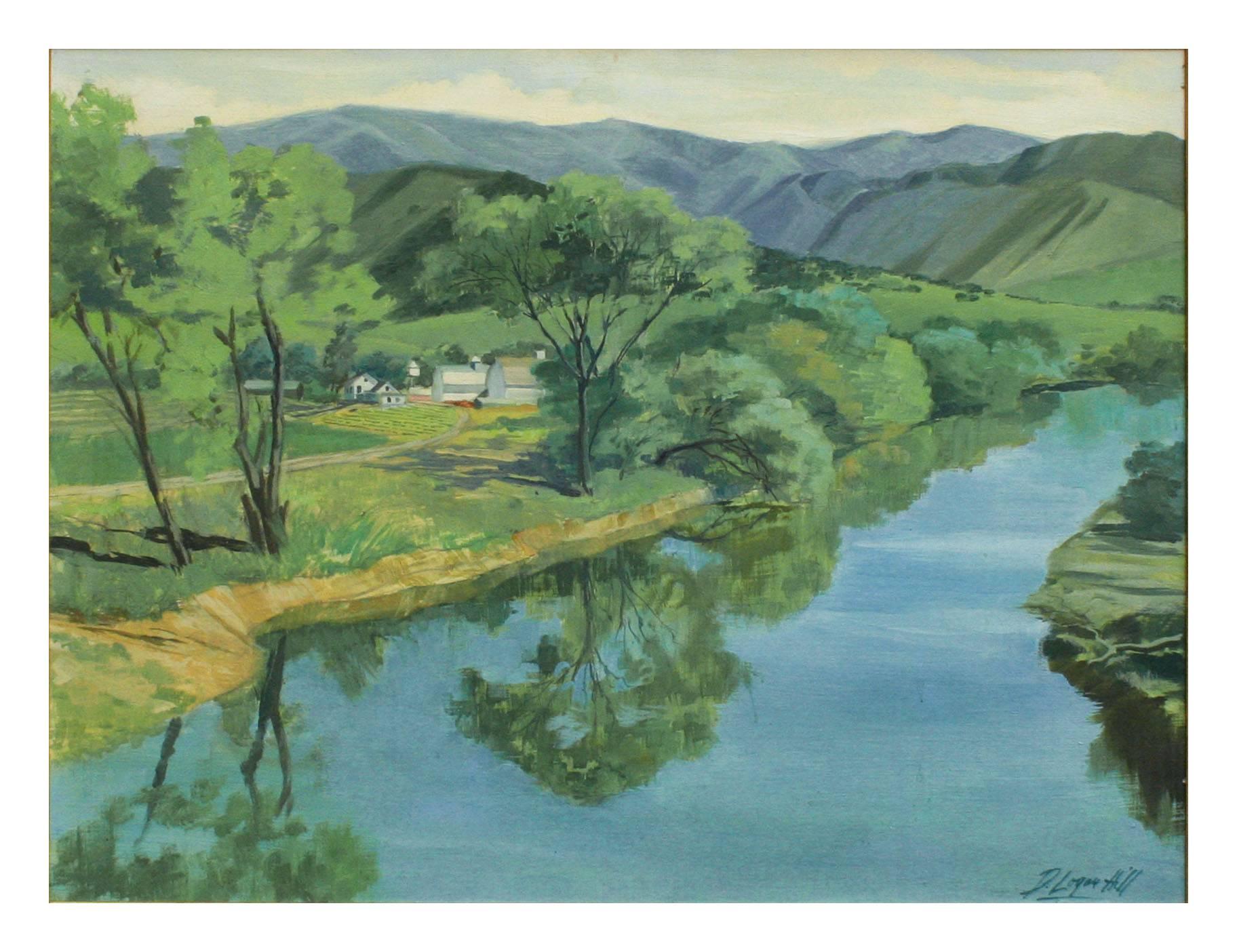 Mid Century Carmel River Landscape - Painting by Dale Logan Hill