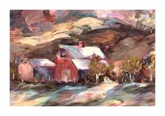 Bunte majestätische Bauernlandschaft auf dem Berg