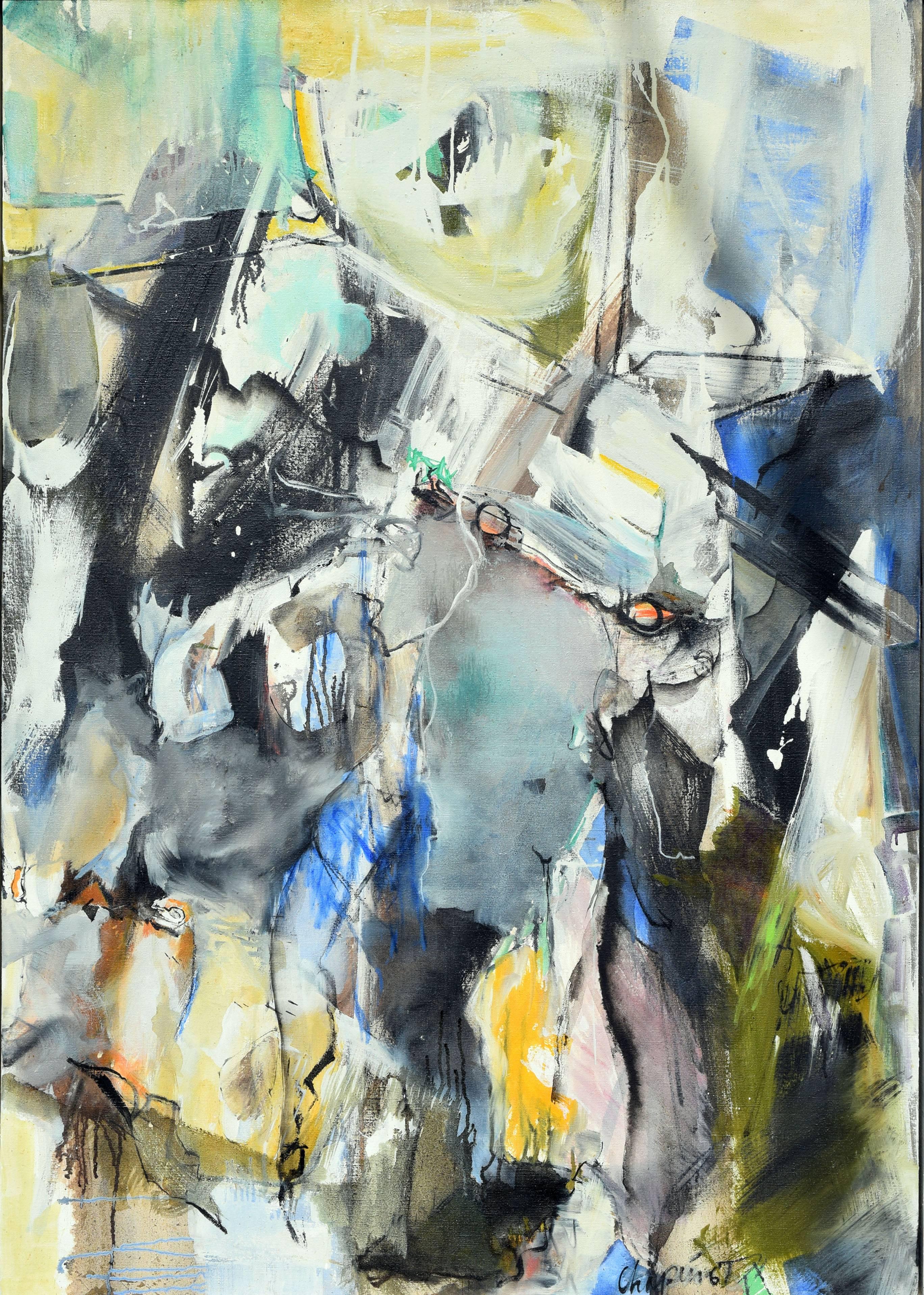 Mid Century Abstract -- In città su una bicicletta Icicle - Painting di Charles Chapin
