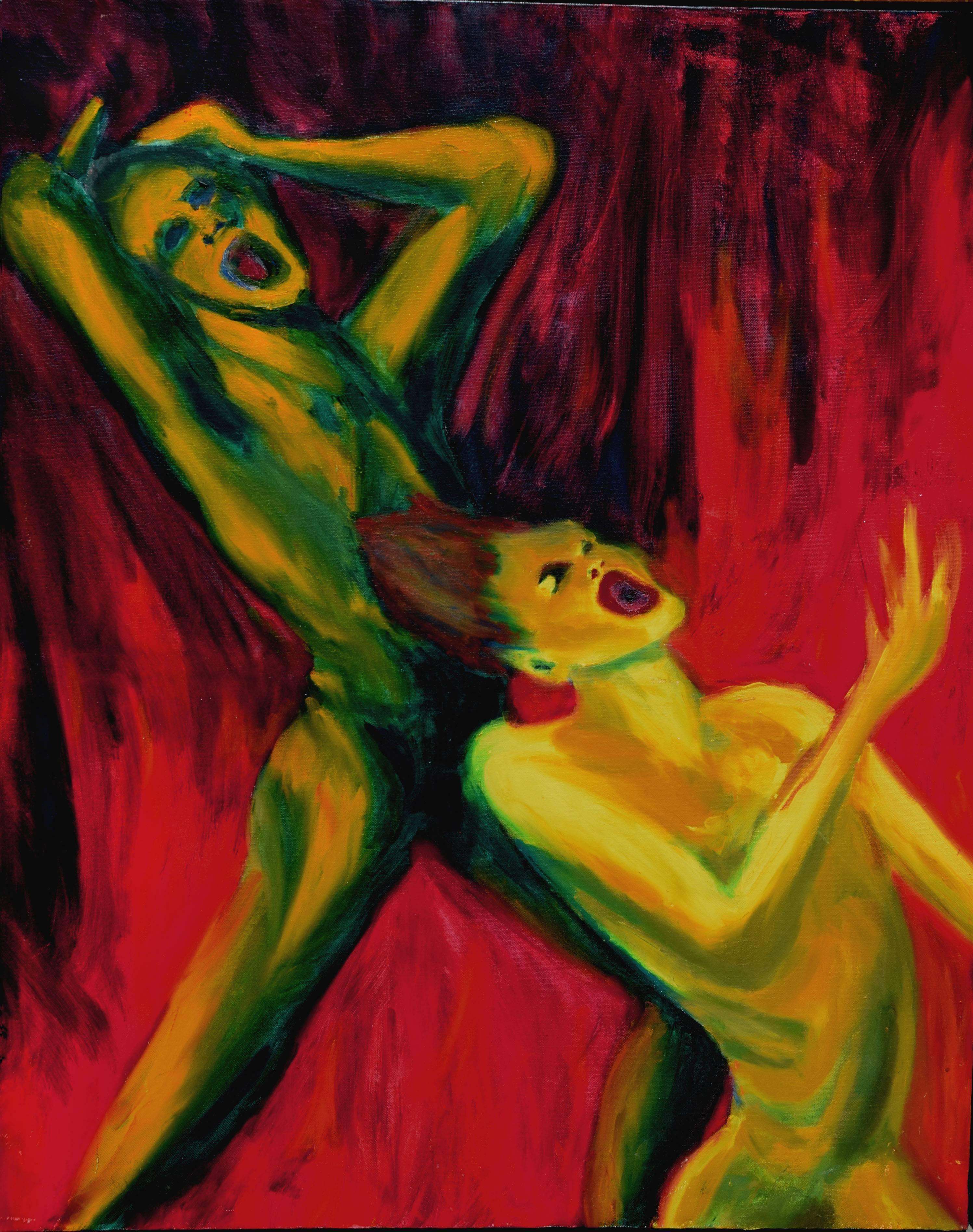  L'enfer de deux - Abstract Figurative  - Painting by J. Gregory