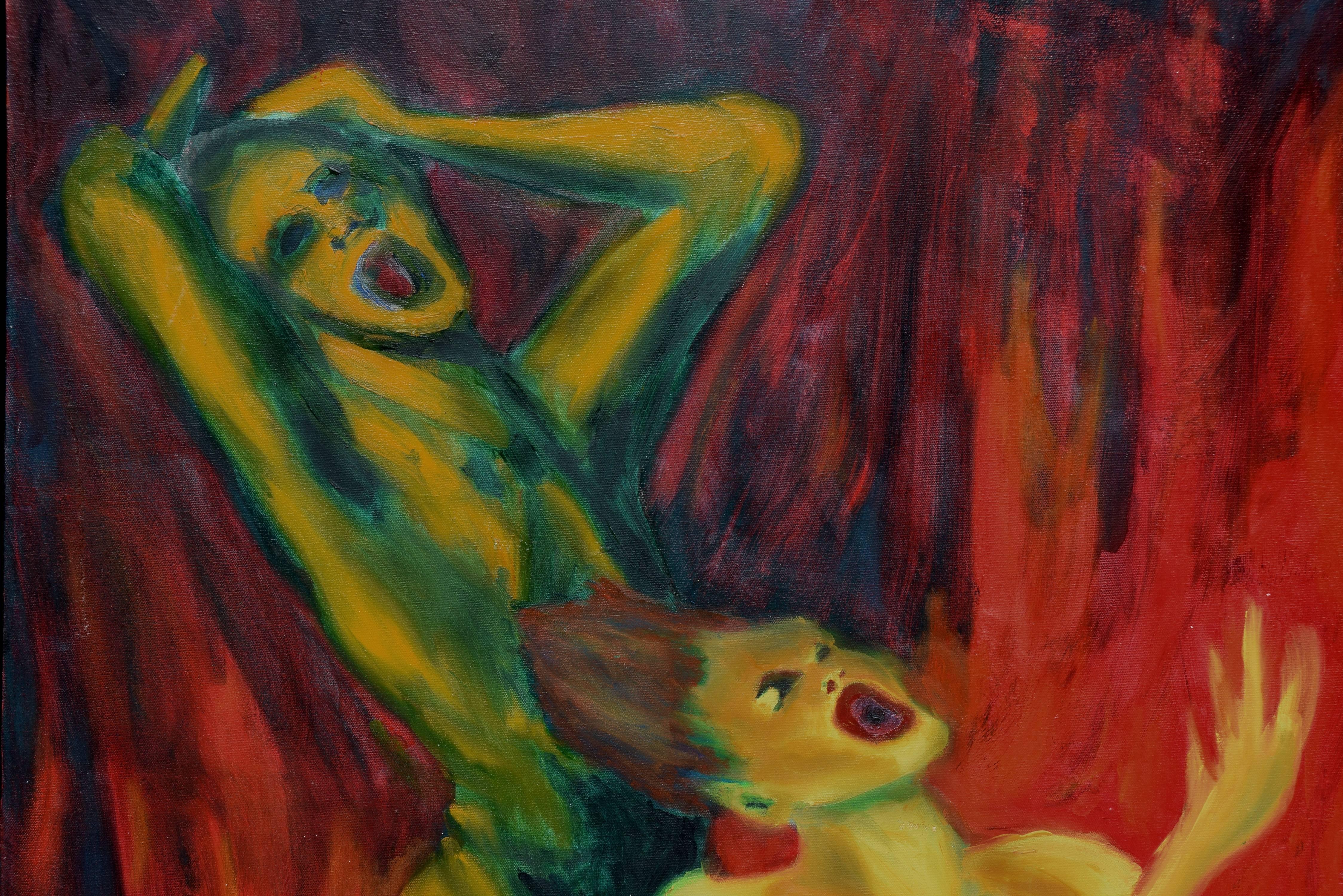  L'enfer de deux - Abstrakte figurative Skulptur  (Abstrakter Expressionismus), Painting, von J. Gregory
