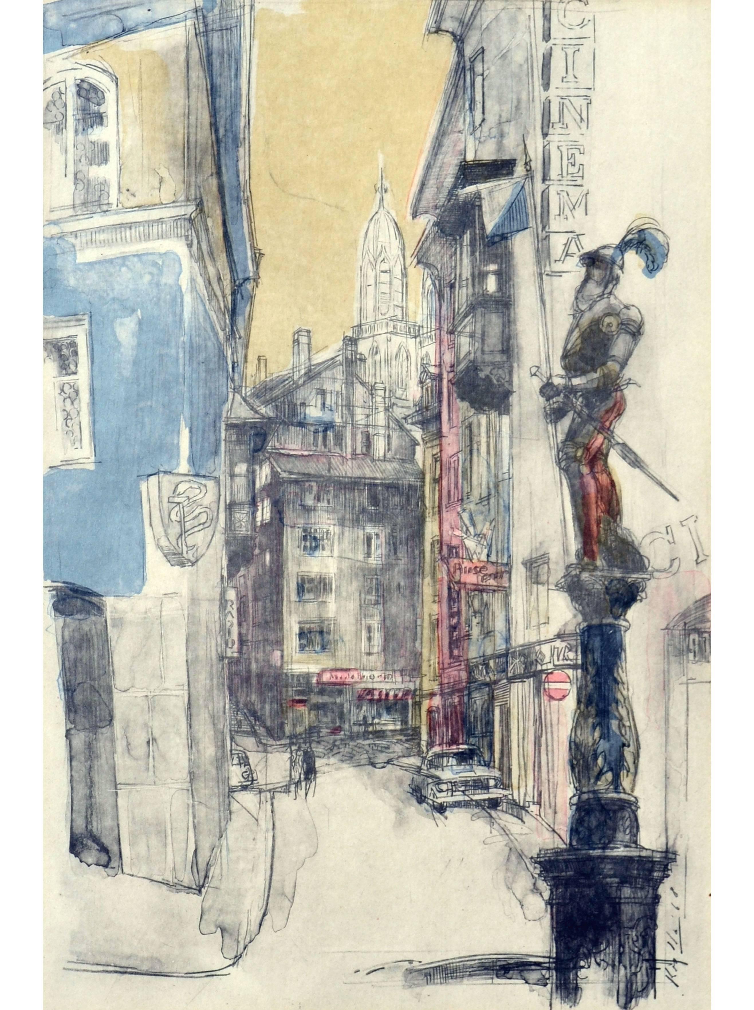 Paysage urbain, New York - Print de Leon Kroll