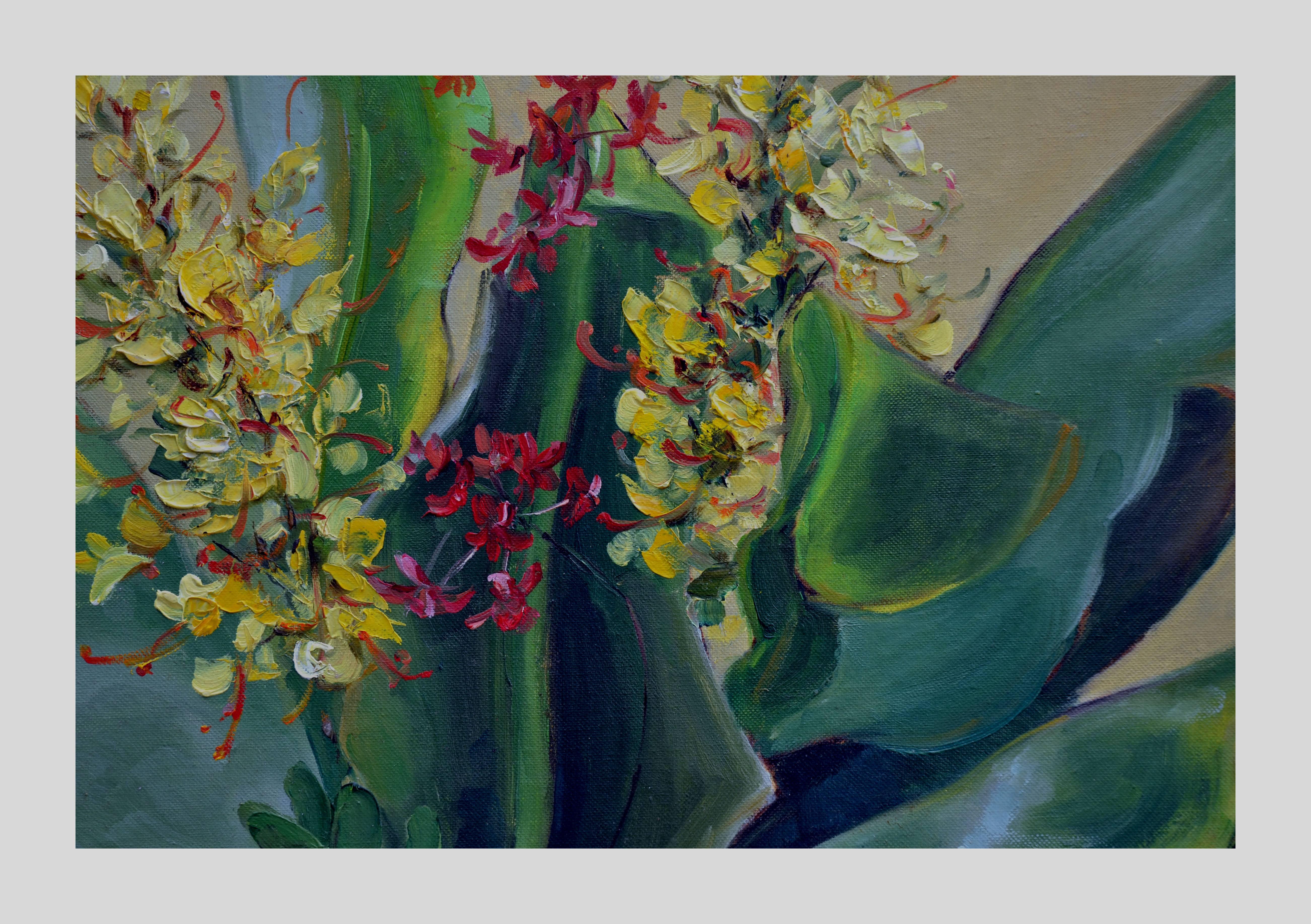 Tropisches Bonsai-Stillleben aus der Mitte des Jahrhunderts – Painting von Helen Enoch Gleiforst
