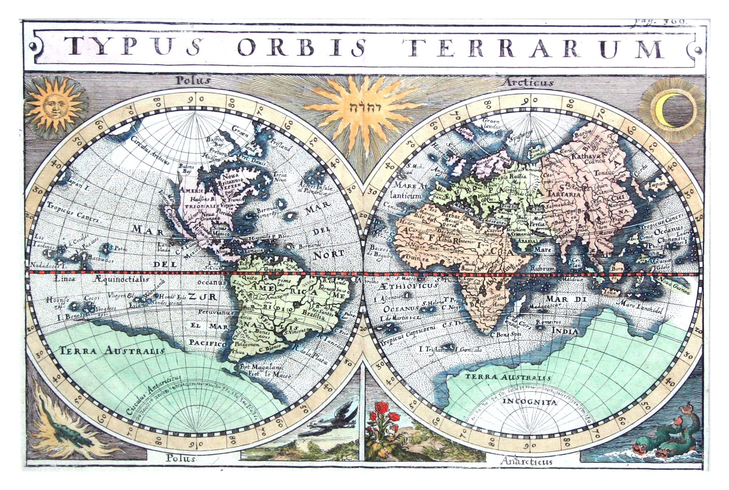 Typus Orbis Terrarum, Antique Map 1667 - Print by Matthäus Merian the Younger