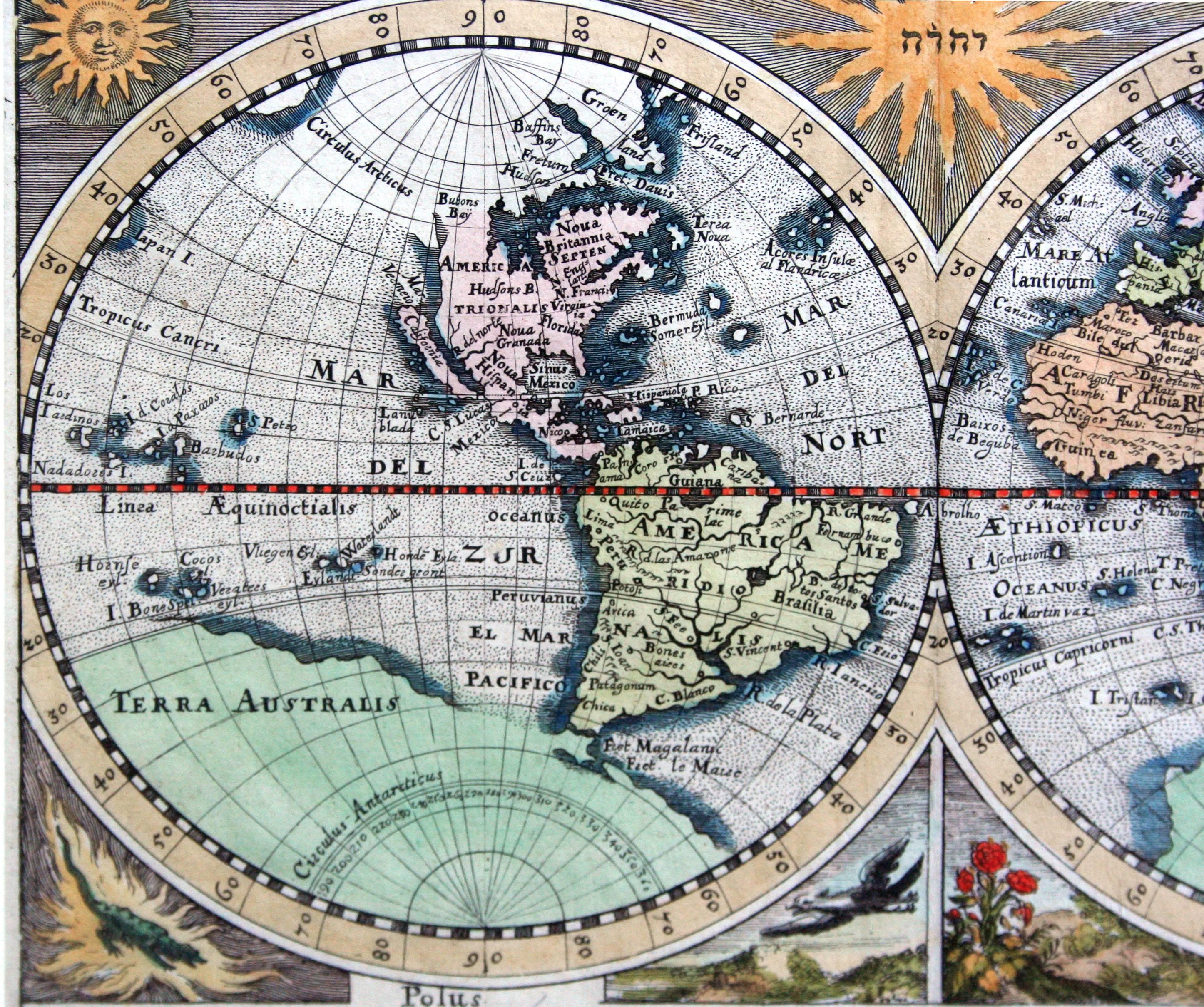 Typus Orbis Terrarum, Antique Map 1667 1
