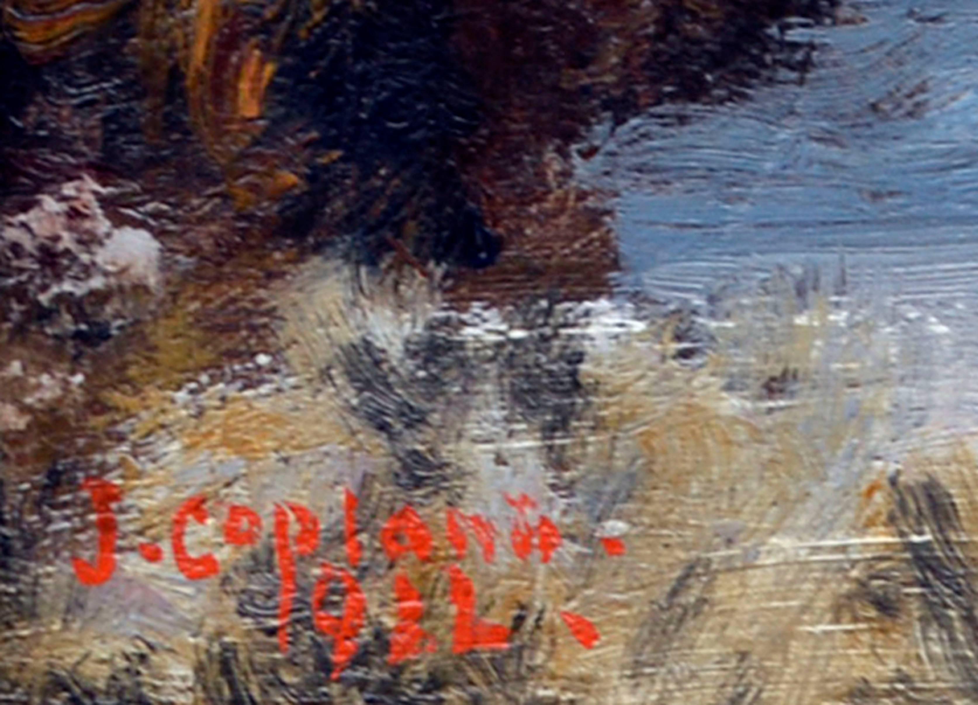 Scottish Reflections, Ben Venue and Loch Achray Scotland John Copeland - Impressionist Painting by John Copland