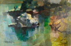 "Point Lobos Monterey Co" Abstract Impressionist Original Oil by John Cunningham