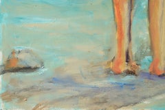 Donna sulla spiaggia - Pittura figurativa contemporanea espressiva a olio