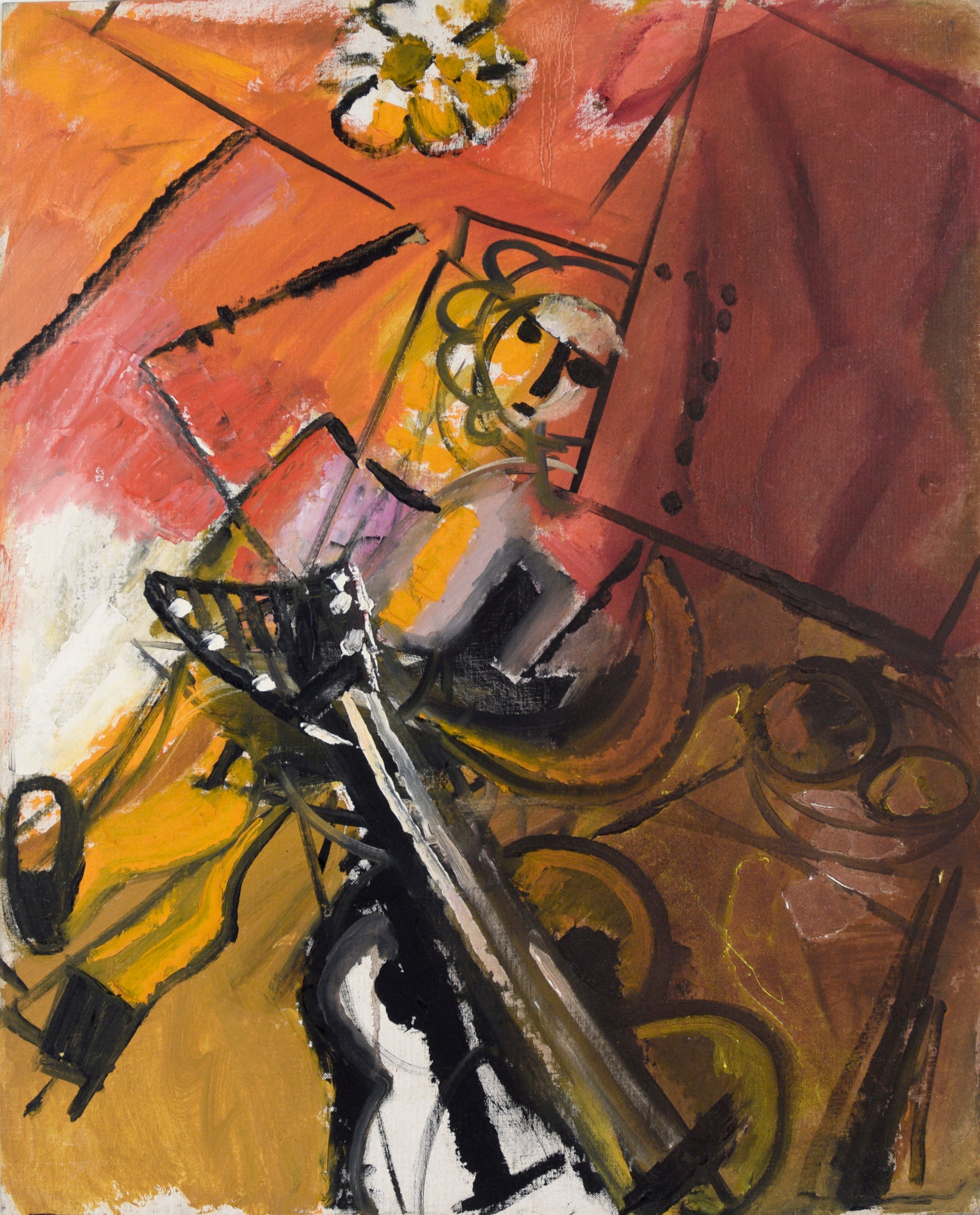 Figur mit Gitarre – Original-Acrylgemälde im Stil des abstrakten Expressionismus