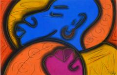 Figurative Abstract - Blue Face