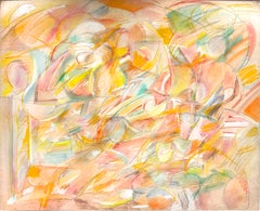 Abstract Expressionist Oil Crayon, Original Signed Work by David Ronce