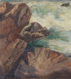 Early 20th Century California Coastal Scene, Oil on Linen, Signed