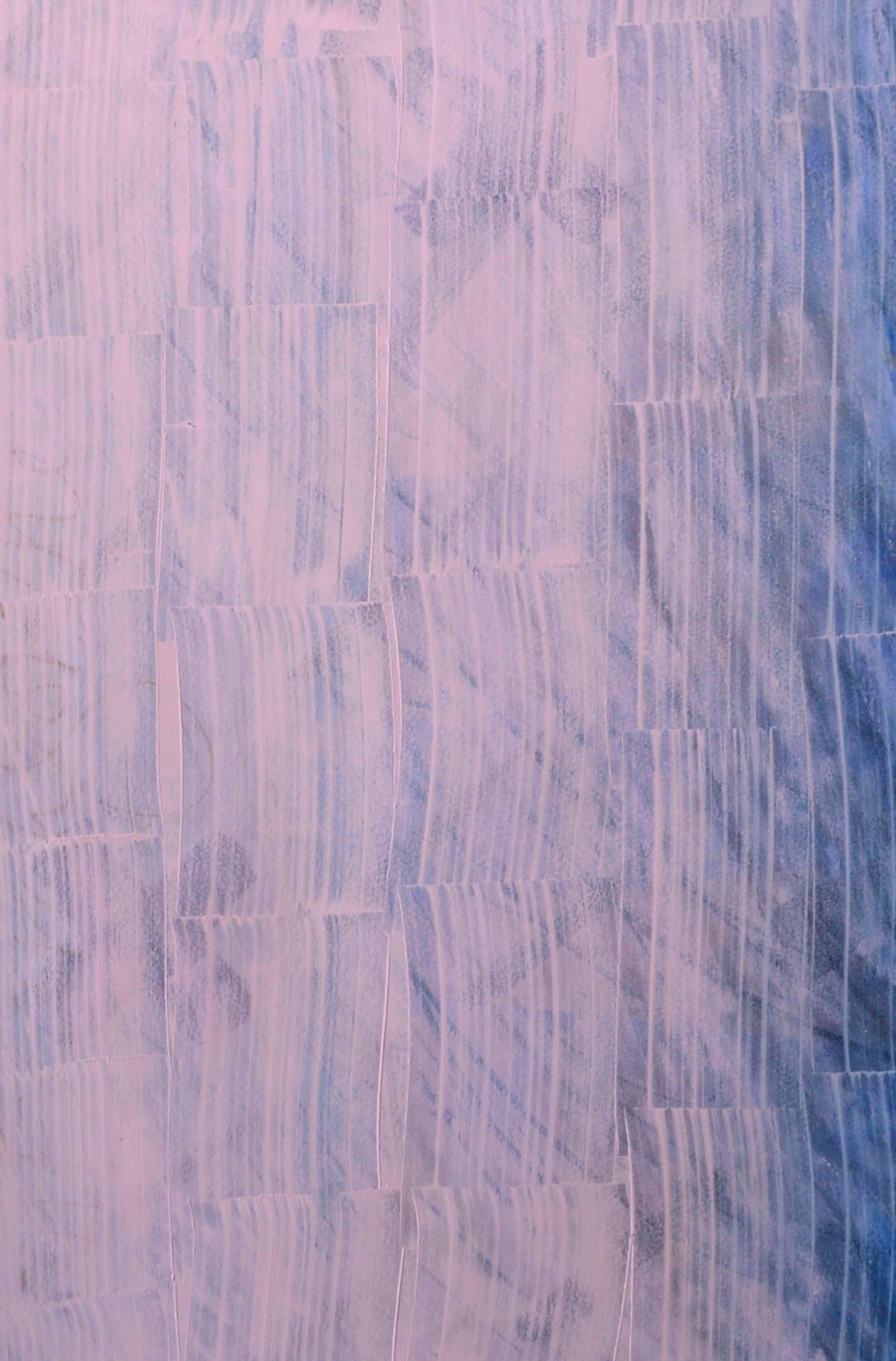 Vintage Pink and Blue Ombre Abstract - Purple Abstract Painting by Maureen Fenton-Hansen