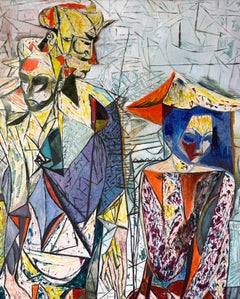 San Francisco Abstract Figurative Painting of Figures in an Asian Opera, 1998