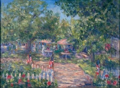 Impressionist Figurative Scene, Families Picnic in Park Original Oil, Signed
