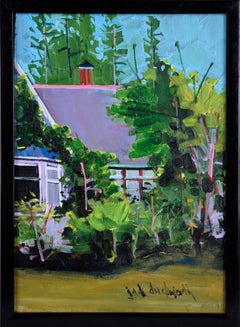 "Milner Garden" Contemporary Plein Aire Landscape in Acrylic on Masonite