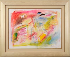 1990s Abstract Expressionist Mixed Media Painting, Original Signed Work