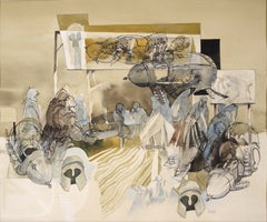 "Those Who Reign" Abstracted Figurative Composition in Watercolor and Ink