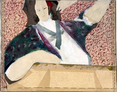 Portrait d'une femme - Peinture - Monotype - Collage figuratif de Mary Laporte