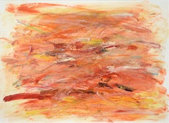 1990s Abstract Expressionist Mixed Media Painting, Original Work in Orange