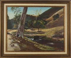Landschaftsbild aus den Hügeln von Monterey County aus der Mitte des Jahrhunderts: „Kleine Brücke über den Bach“