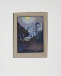 Wheeler Hall bei Nacht, 1921, University of California, Berkeley – Farblithografie