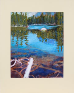 Camping am See – Berglandschaft in Acryl auf Papier