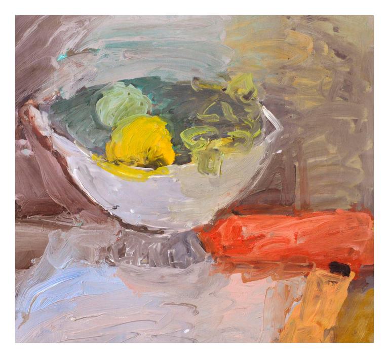 Mid Century French Impressionist Fruit Bowl Still Life - Painting by Julie Florent Radda