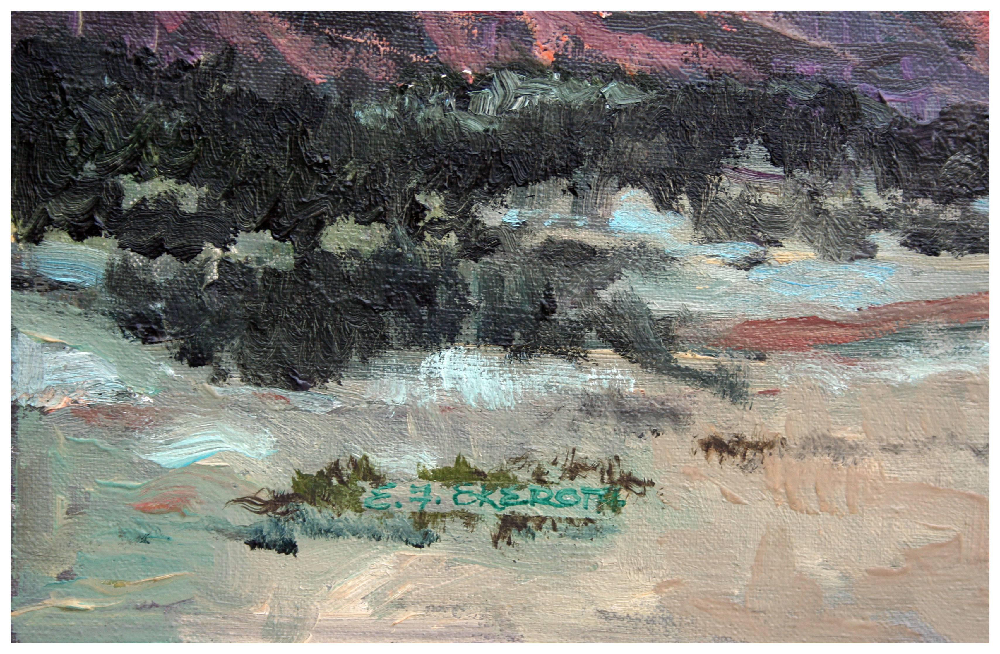 The Journey and Desert Storm - Black Landscape Painting by Elmer Fredrick Ekeroth