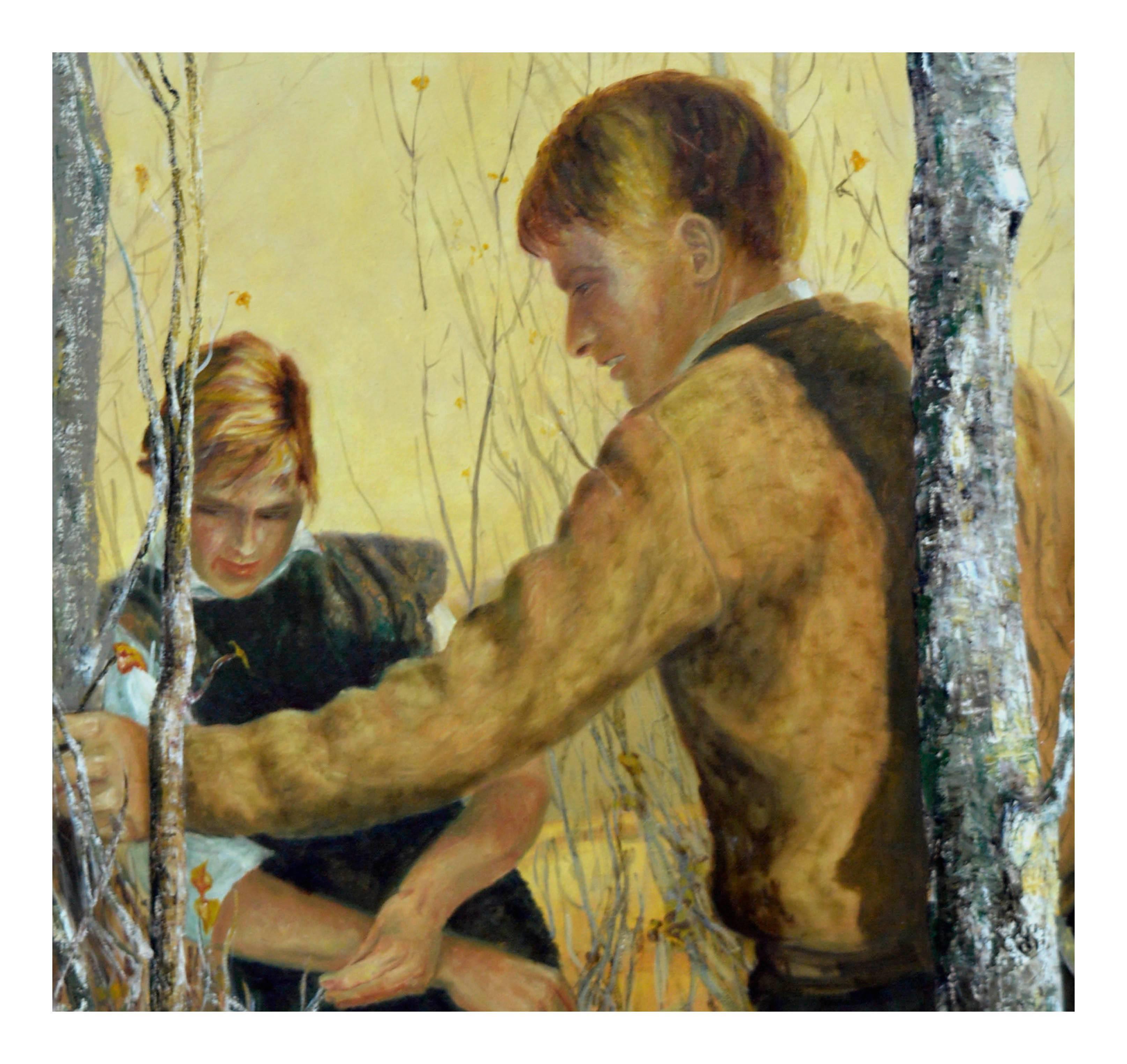 Figurative Abenteuer aus der Mitte des Jahrhunderts – Duleich (Braun), Figurative Painting, von Unknown