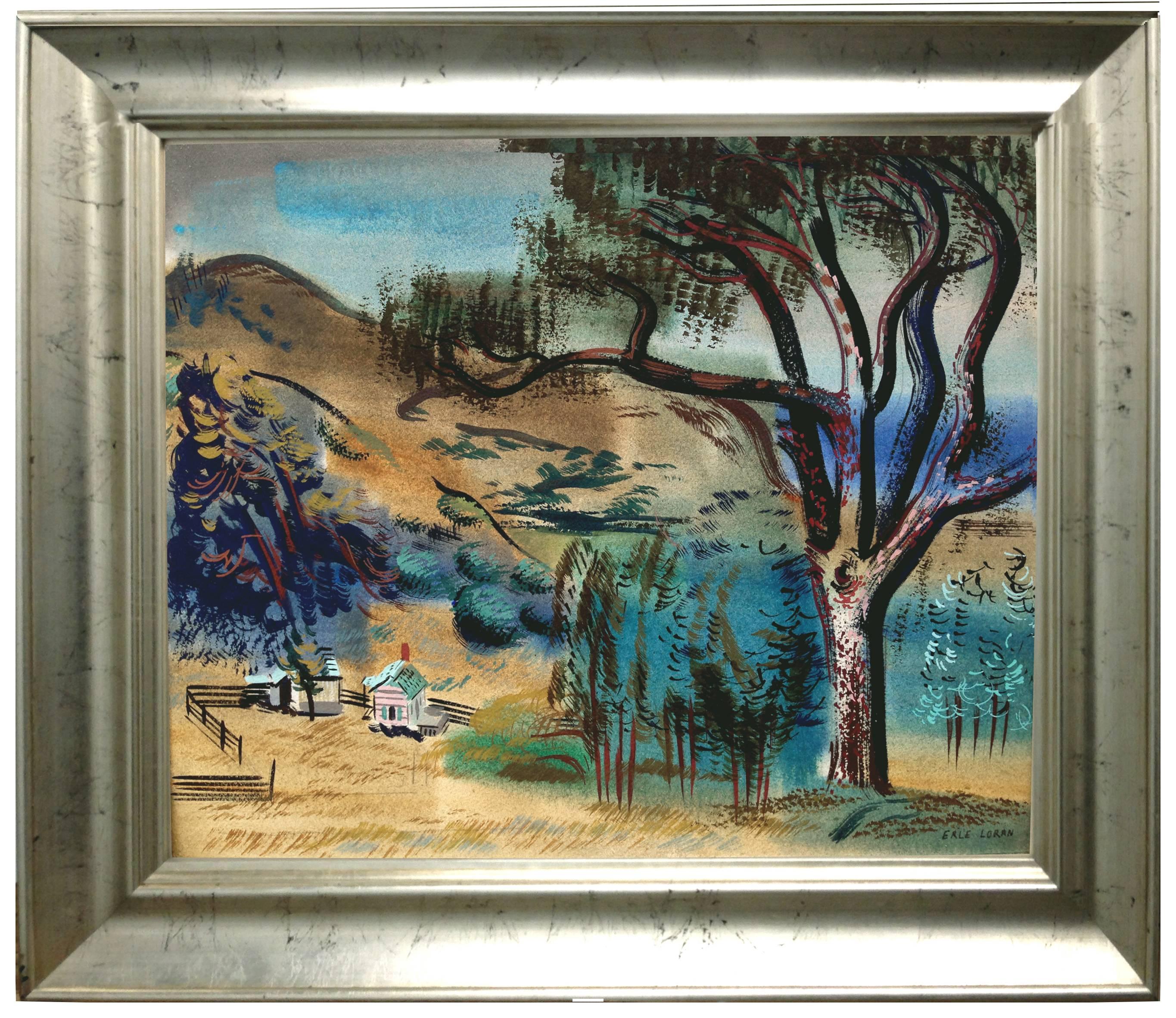 Erle Loran Landscape Art – 1940er Jahre California Hills Landschaft 