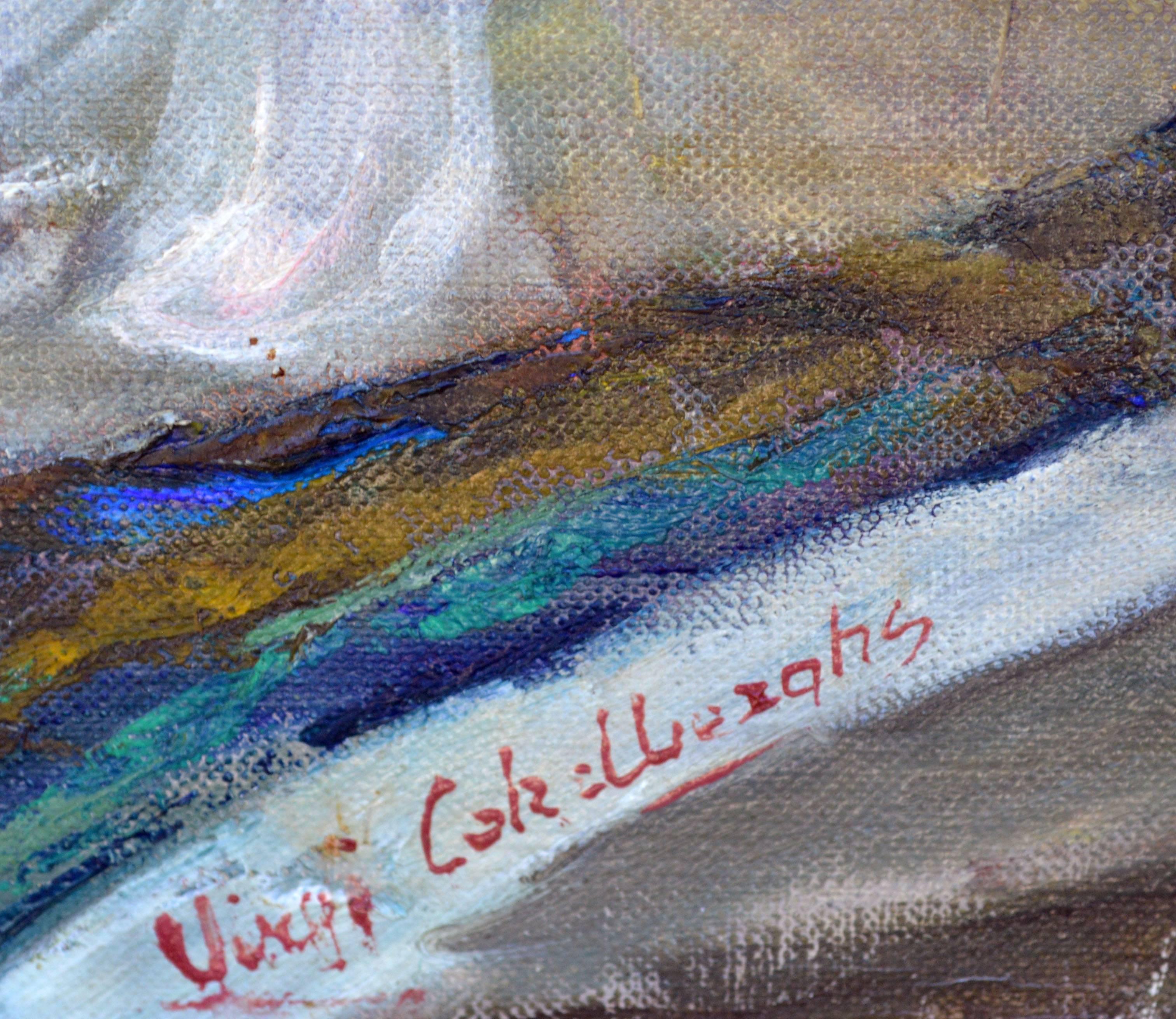 Maravilloso bodegón de rosas de Virginie (Virgi) Cokelberghs (belga, 1893-1967). Presentado en un marco de madera dorada. Firmado 