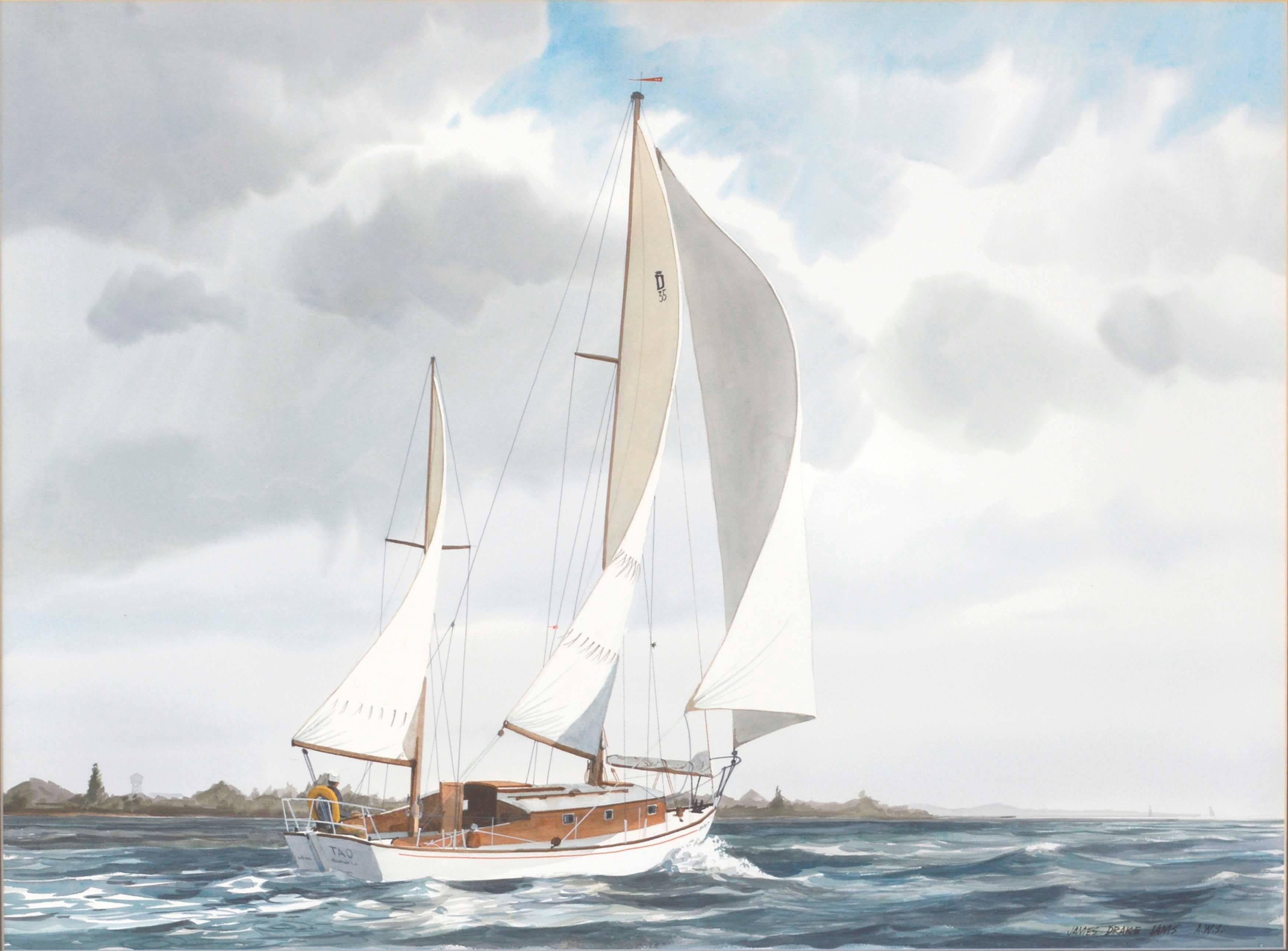 Chesapeake Bay Sailboat Seascape - Art by James Drake Iams