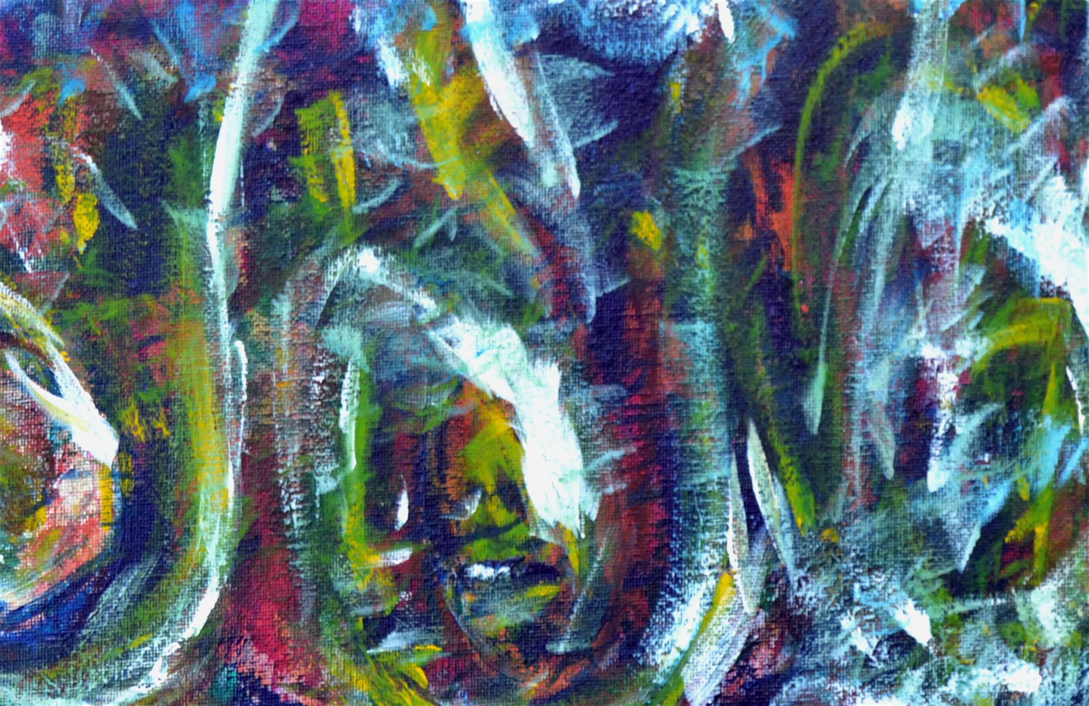 Espressionista astratto vintage -- L'onda - Abstract Painting Grigio di Daniel David Fuentes