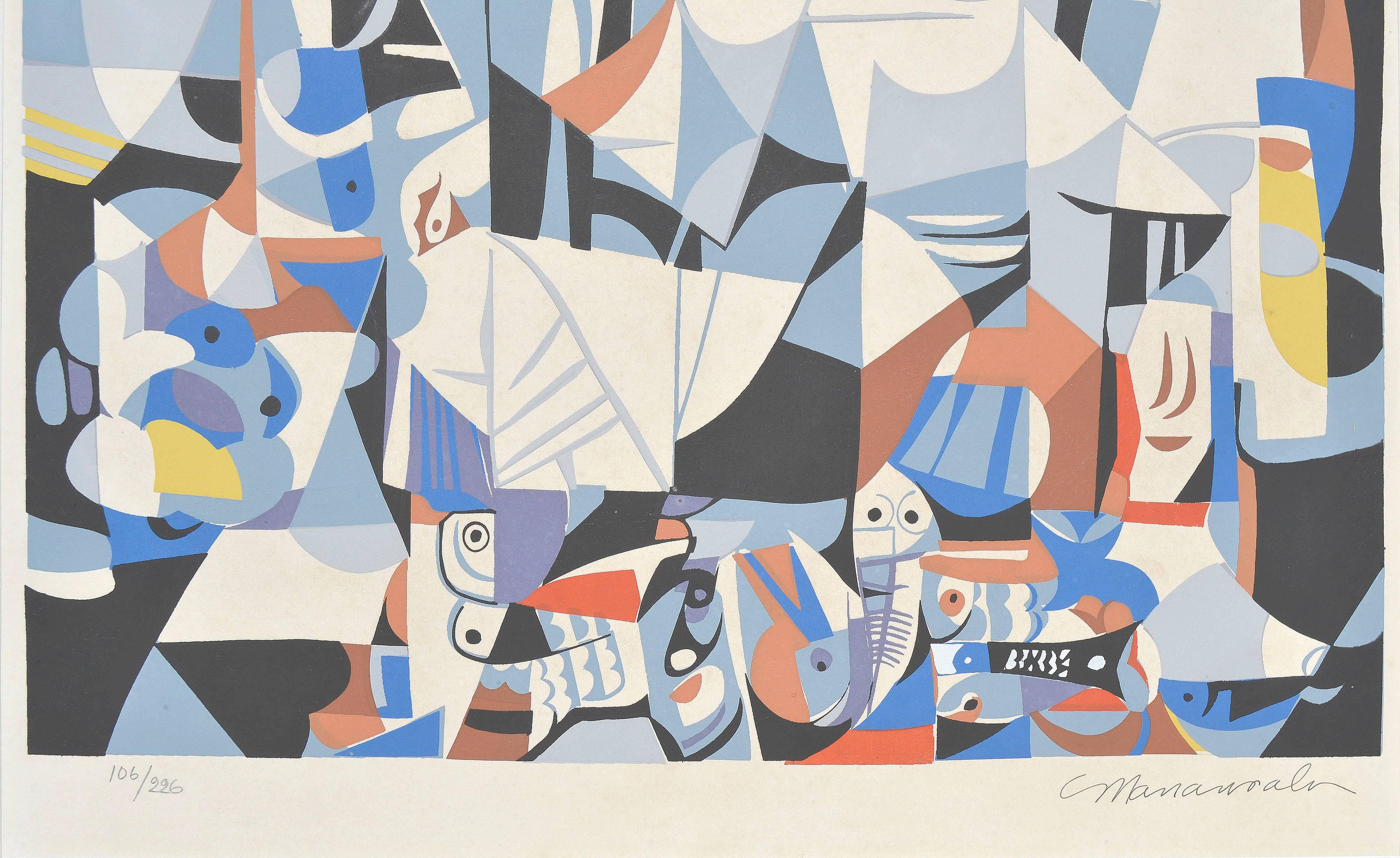 The Fish Vendors by Vicente Manansala - Cubist Painting by Vicente S. Manansala