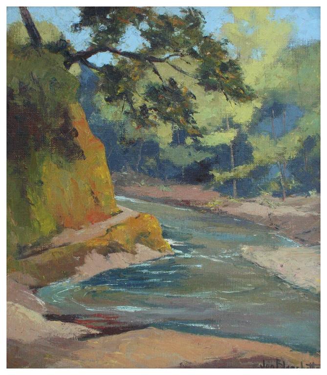 Mid Century California Mountain Stream Landscape  - Painting by Jon Blanchette