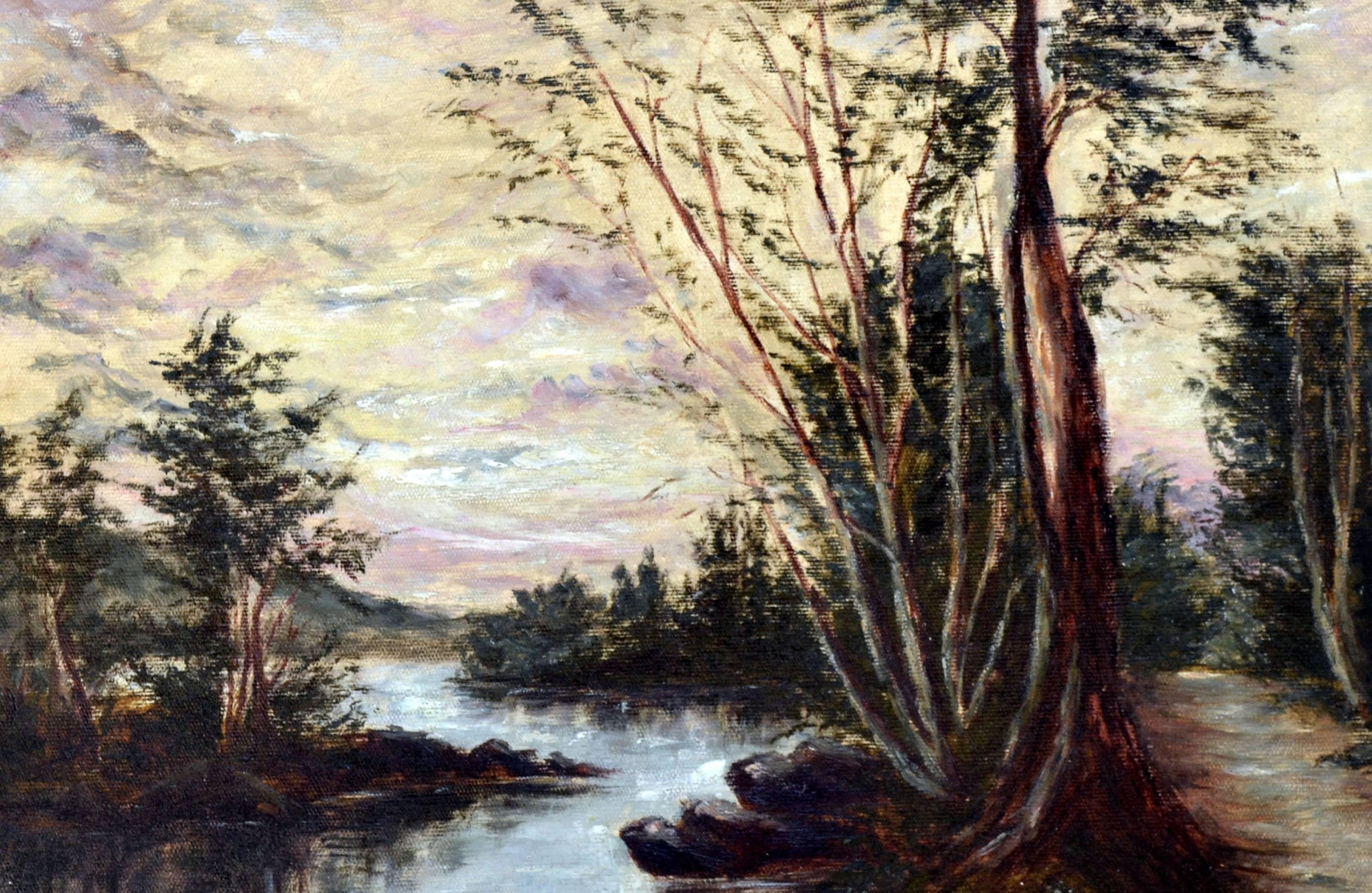 Paesaggio di fine secolo della California Riverbend - Painting Impressionismo di Alice L. Meussdorffer